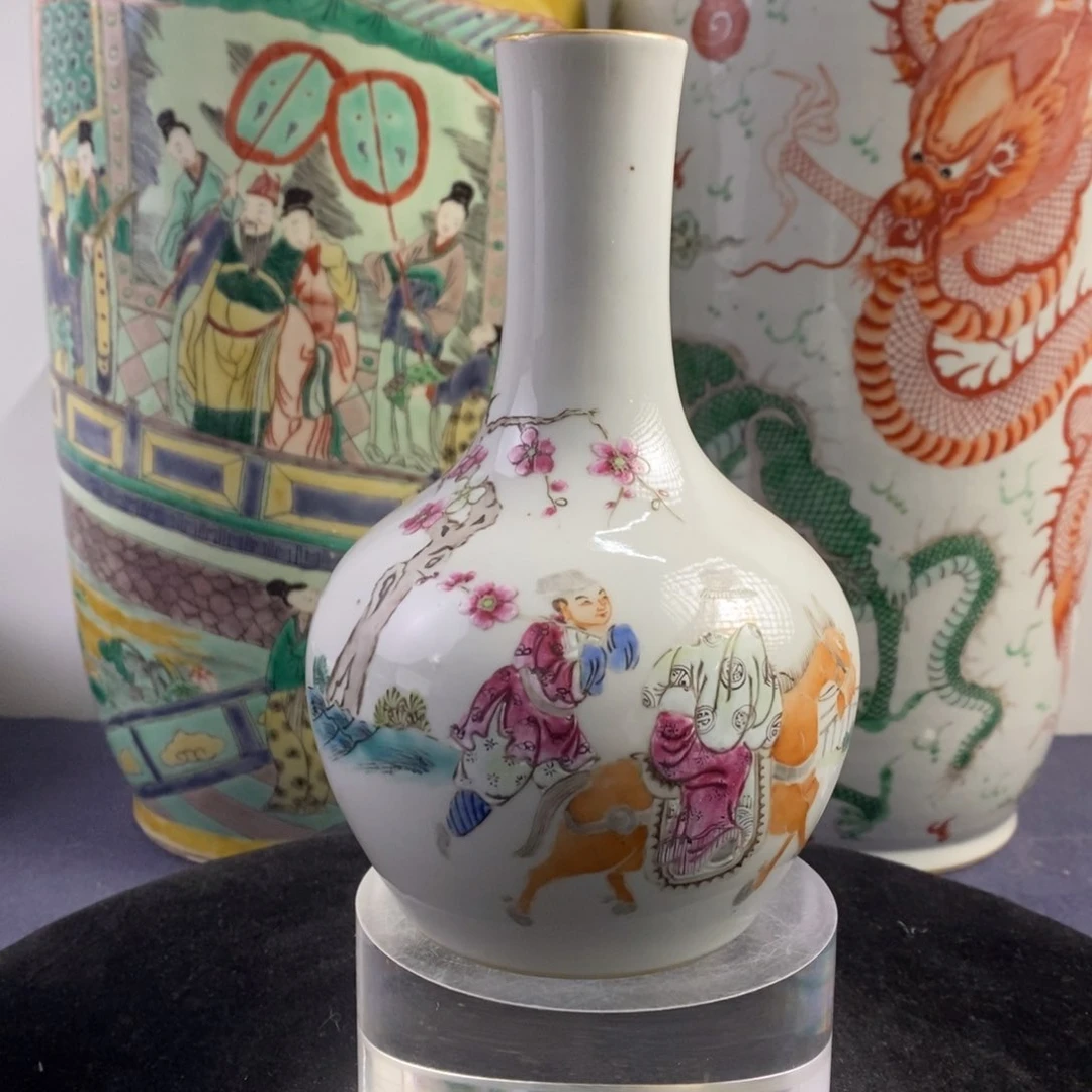瓶陶6046瓷器—粉彩人物故事天球瓶