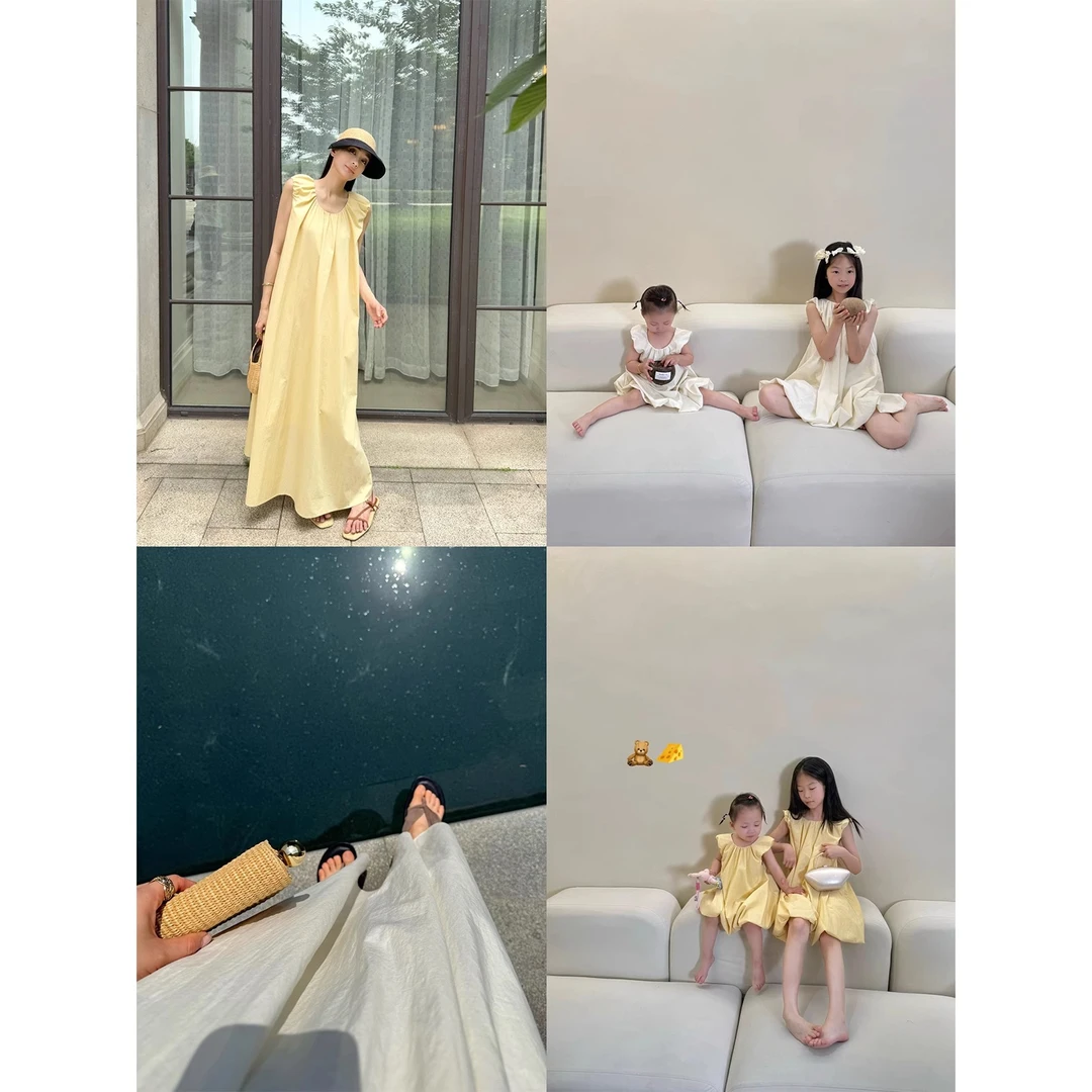 周淼【夏日小裙子】莱赛尔法式连衣裙女夏 亲子裙子套装ZM25L0300C