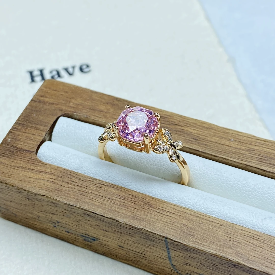 E玫瑰色四爪蝴蝶闭口戒指多样性发货46586