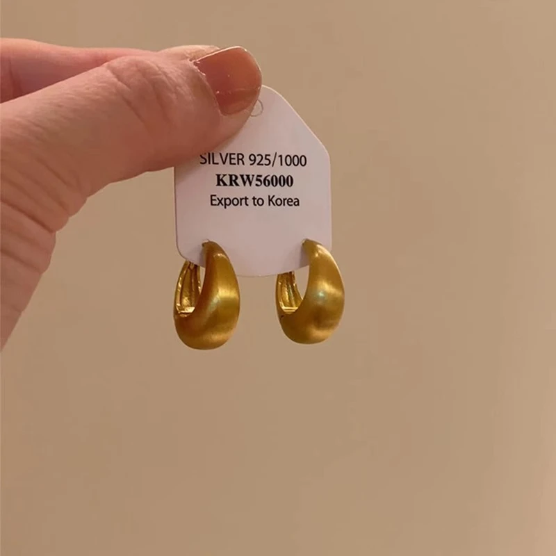 铜合金耳饰 金色拉丝耳环2025新款轻奢高级感耳扣女小众气质耳圈