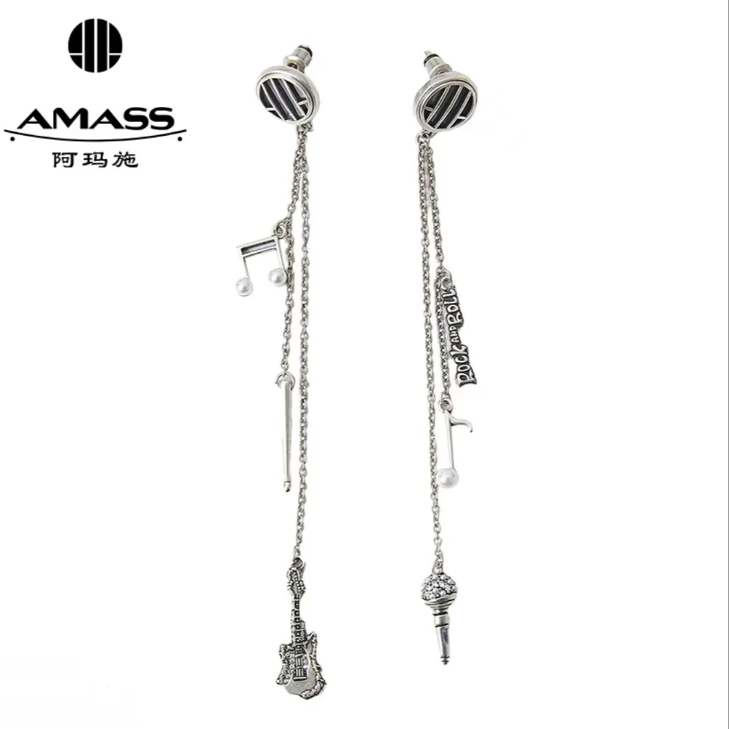 AMASS/阿玛施 铜合金仿珍珠耳饰 锆石时尚标志乐符流苏耳坠590028