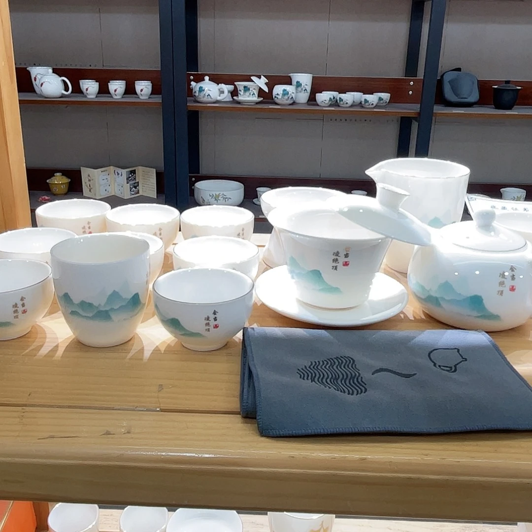 高端羊脂玉茶具套装