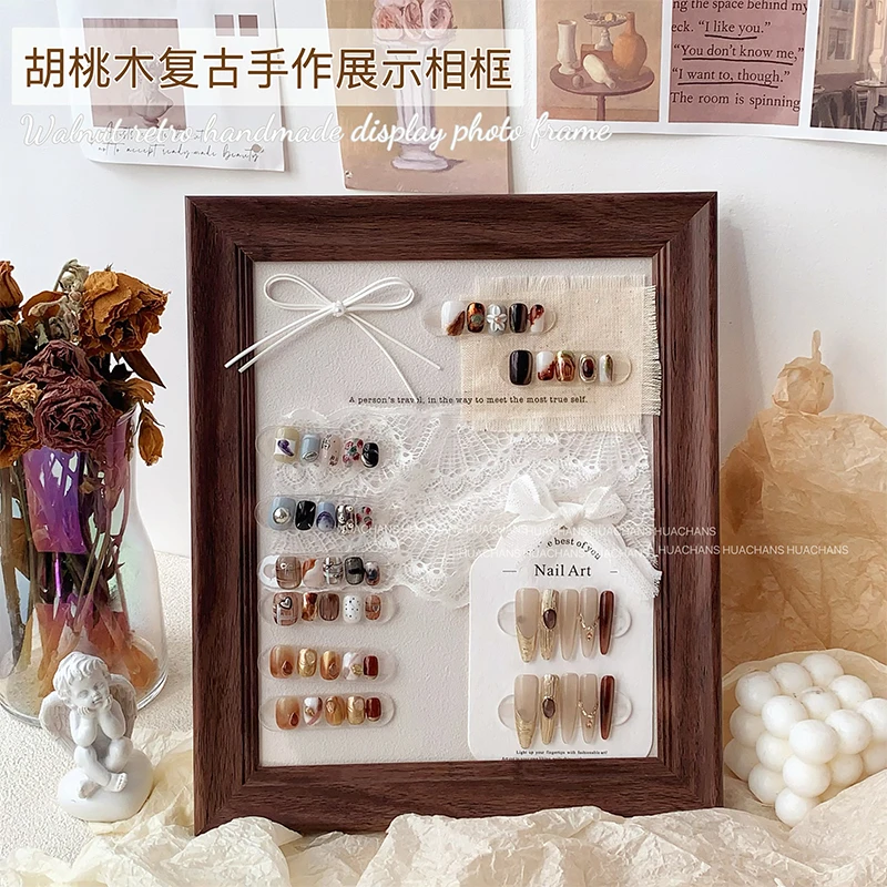 复古英文手帐风ins美甲拍照道具穿戴甲拍摄布置装饰背景色板相框