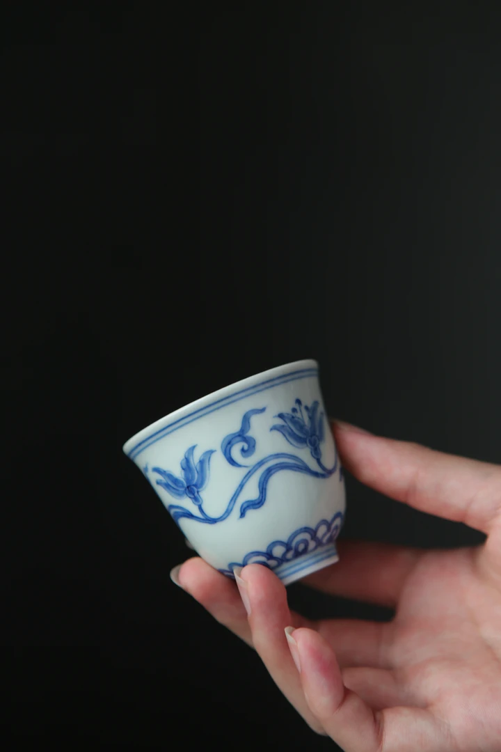 养庐 纯手工手绘 百合花铃铛杯