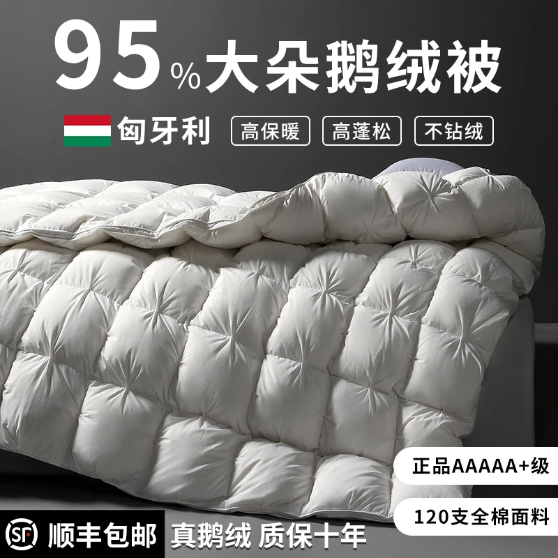 水星高端家纺匈牙利正品羽绒被95白鹅绒五星级酒店春秋被加厚保暖