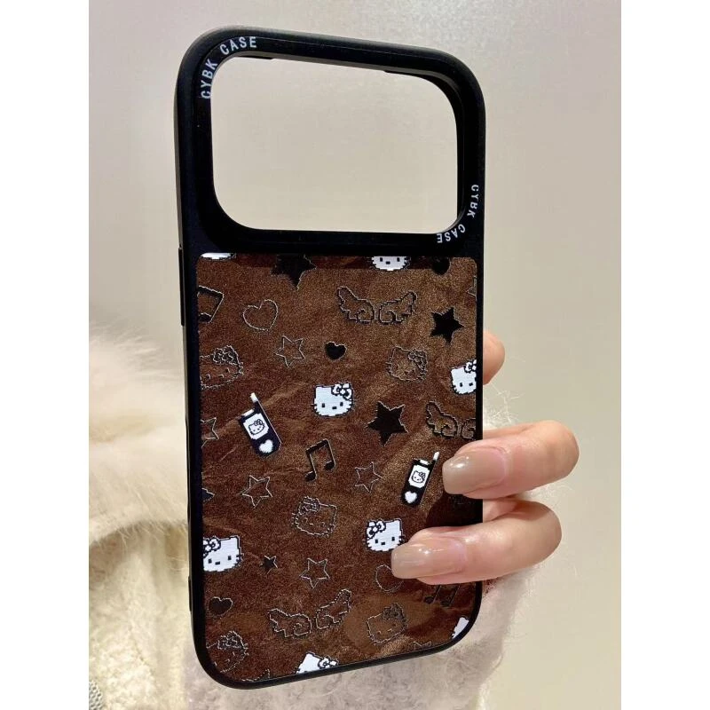 趣味棕色线条猫咪大哥大适用于iphone17promax苹果16pro手机壳15p