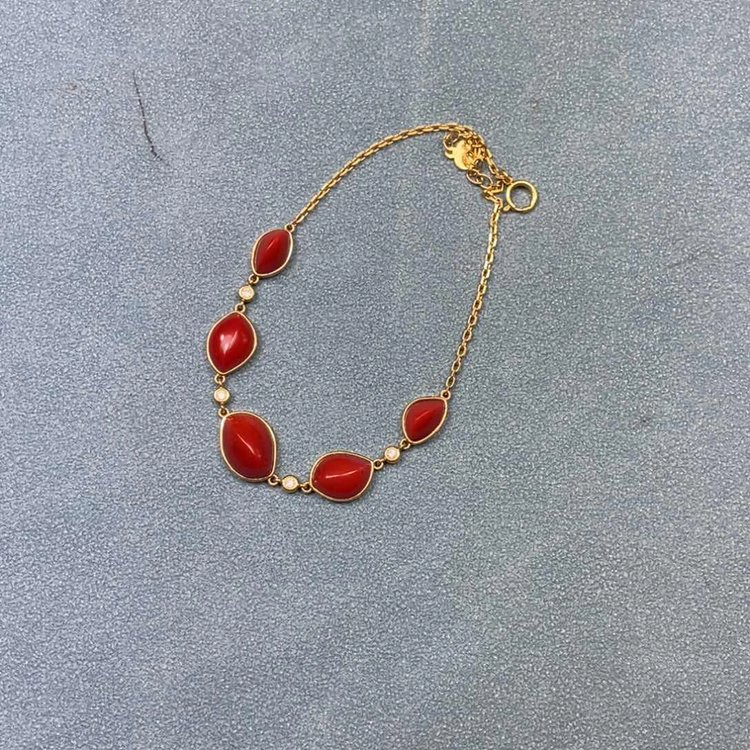 南红玛瑙手链18K金镶嵌梦**时