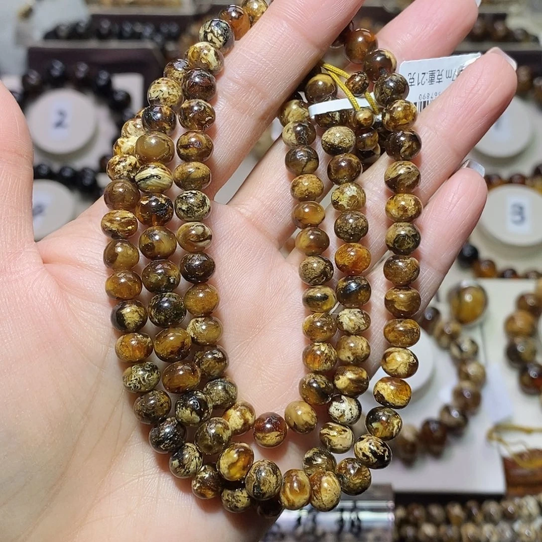 琥珀未镶嵌裸石花蜡7+福利