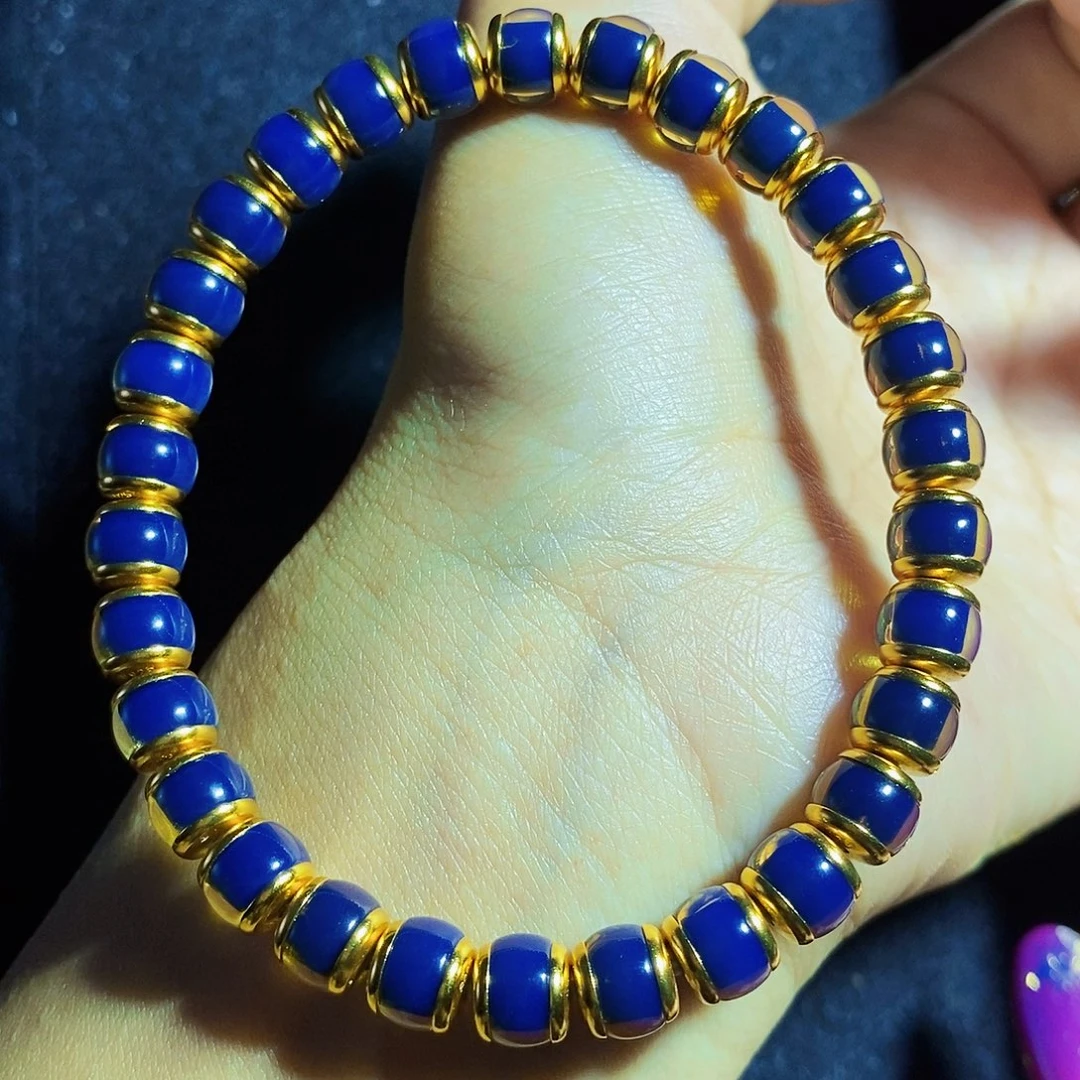 蓝珀裸石银S925镶嵌蓝珀萤火虫7mm毕业