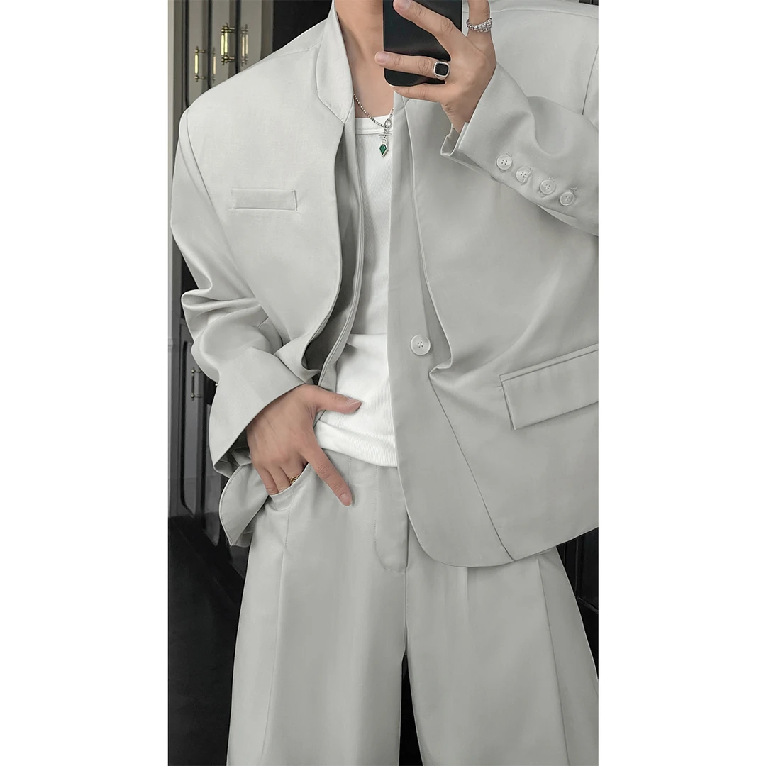 龙叨叨2025新品原创设计款假两件西装套装痞帅高级感简约西服西裤