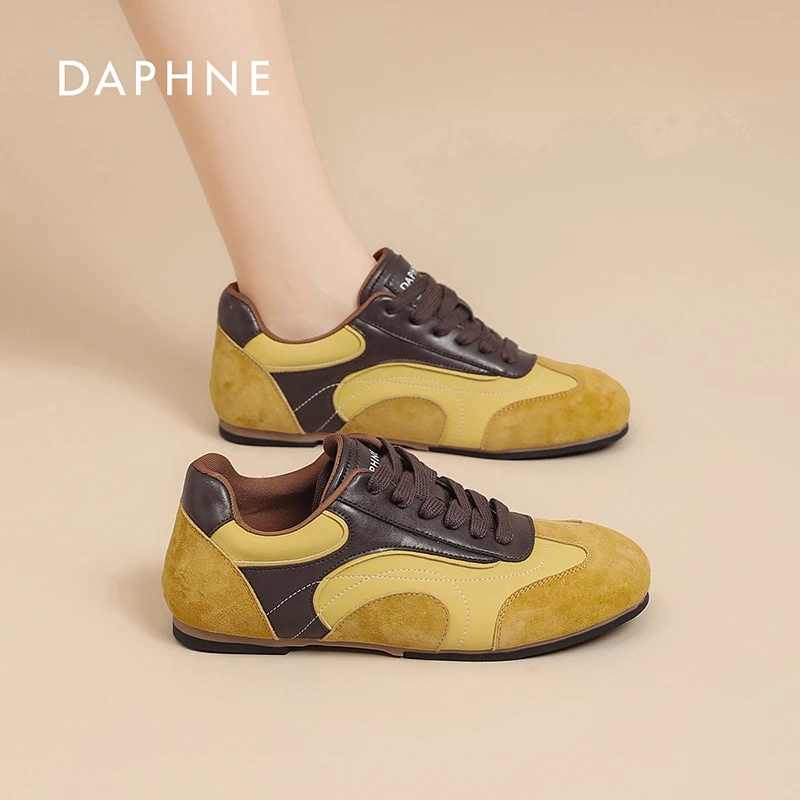 达芙妮德训鞋2025夏季新款厚底平底低帮百搭复古小众休闲板鞋透气