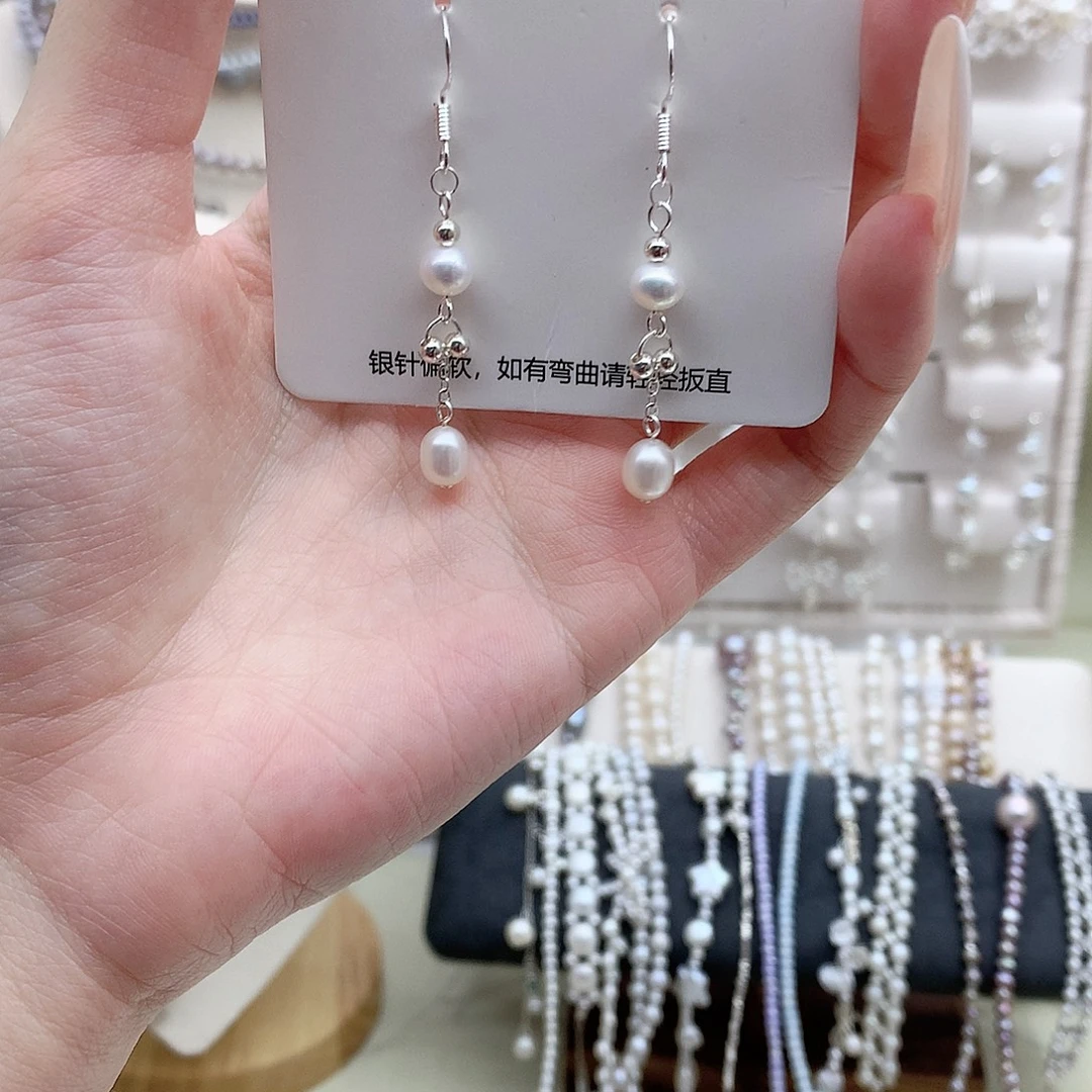淡水珍珠耳饰银S925镶嵌