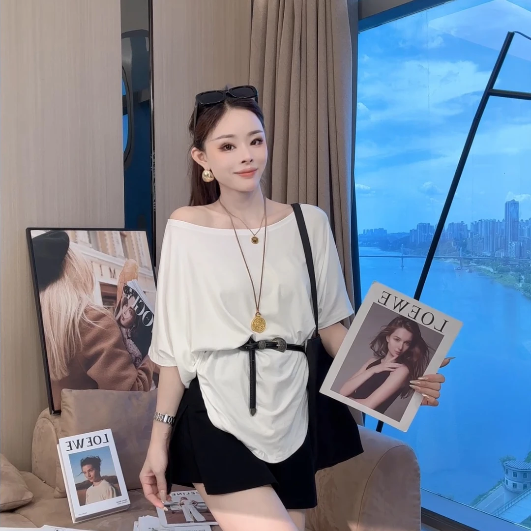 【晓溪服饰】早秋新款宽松百搭ins风宽松型韩版纯色T恤6367
