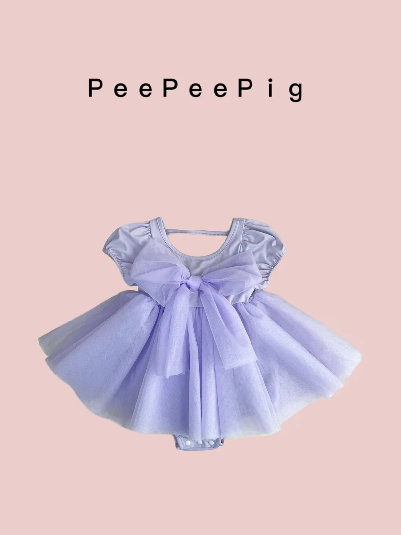 夏季新款洋气公主裙百搭透气亲肤A类泡泡袖女宝爬服 - 12193#