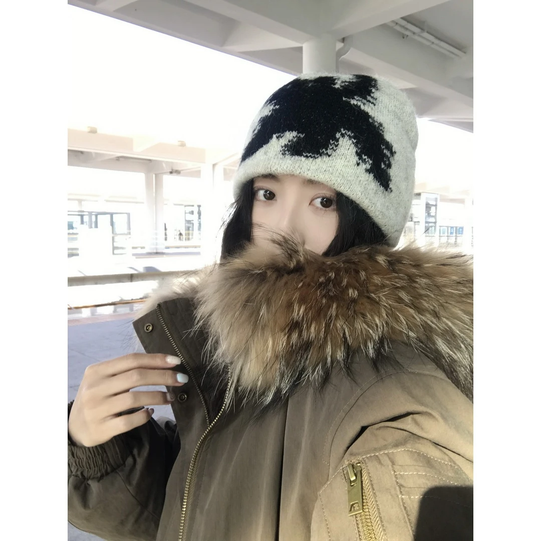 韩版可爱灰色堆堆帽女秋冬保暖冷帽显脸小包头帽