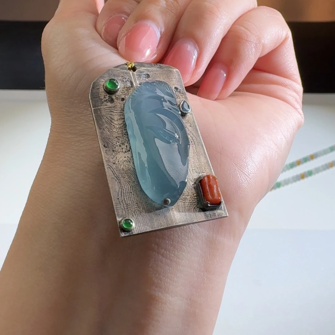 翡翠颈饰银S925镶嵌雅