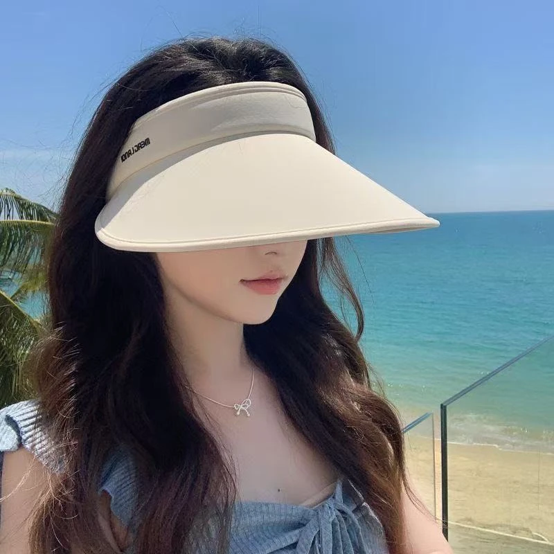 新款遮阳防晒帽子女款防紫外线空顶帽遮脸太阳帽大帽檐春夏季百搭