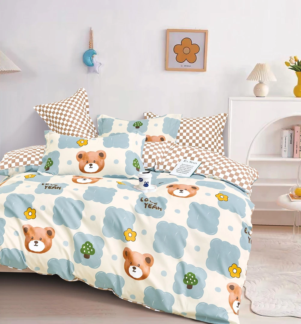 【贝尼小熊1.5米被罩】高支高密水洗斜纹棉被罩