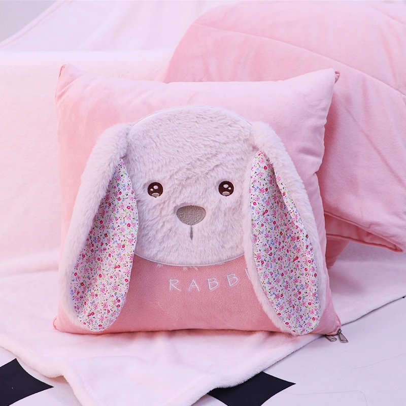 碎花长耳兔抱枕被可爱少女心学生宿舍车载靠枕两用二合一家用好看
