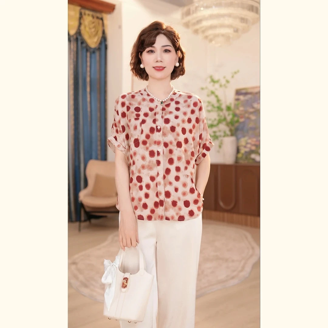 2025新款洋气中老年女装时尚两件套洋气妈妈夏季上衣服套装