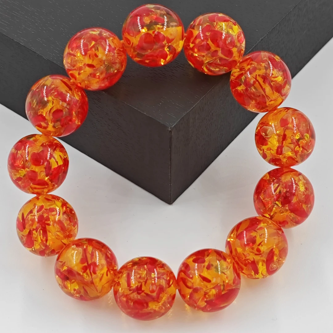 G020时尚精美经典气质百搭红珀树脂手串手链