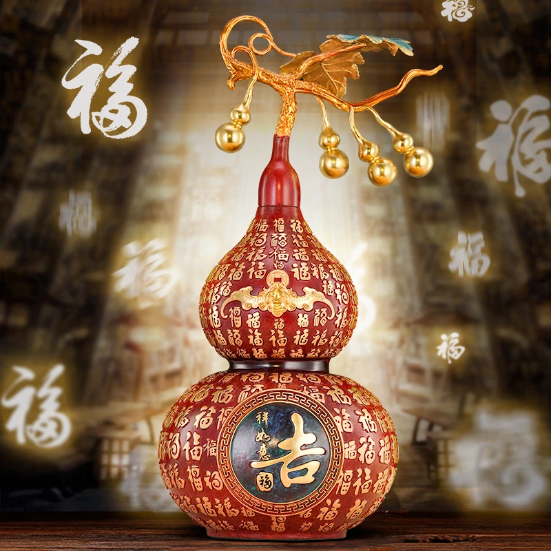 同欢福《百福葫芦》黄铜葫芦摆件家居客厅办公室轻奢装饰工艺品乔迁