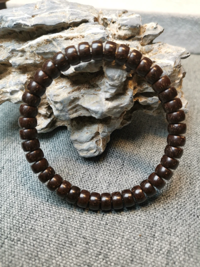 椰蒂8*5直切药片单圈手串，原生态手工干磨