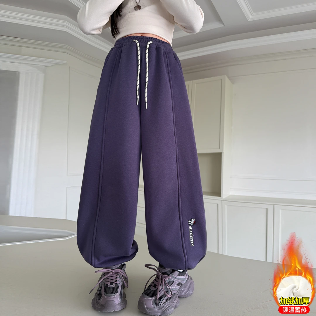 女童冬季棉裤2025新款洋气时尚保暖奥利绒裤子6-12岁中大童休闲裤