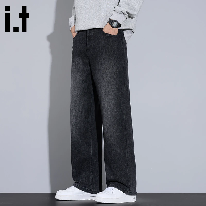 i.t:CHOCOOLATE宽松直筒牛仔长裤男士秋冬美式高街时尚垂感阔腿裤