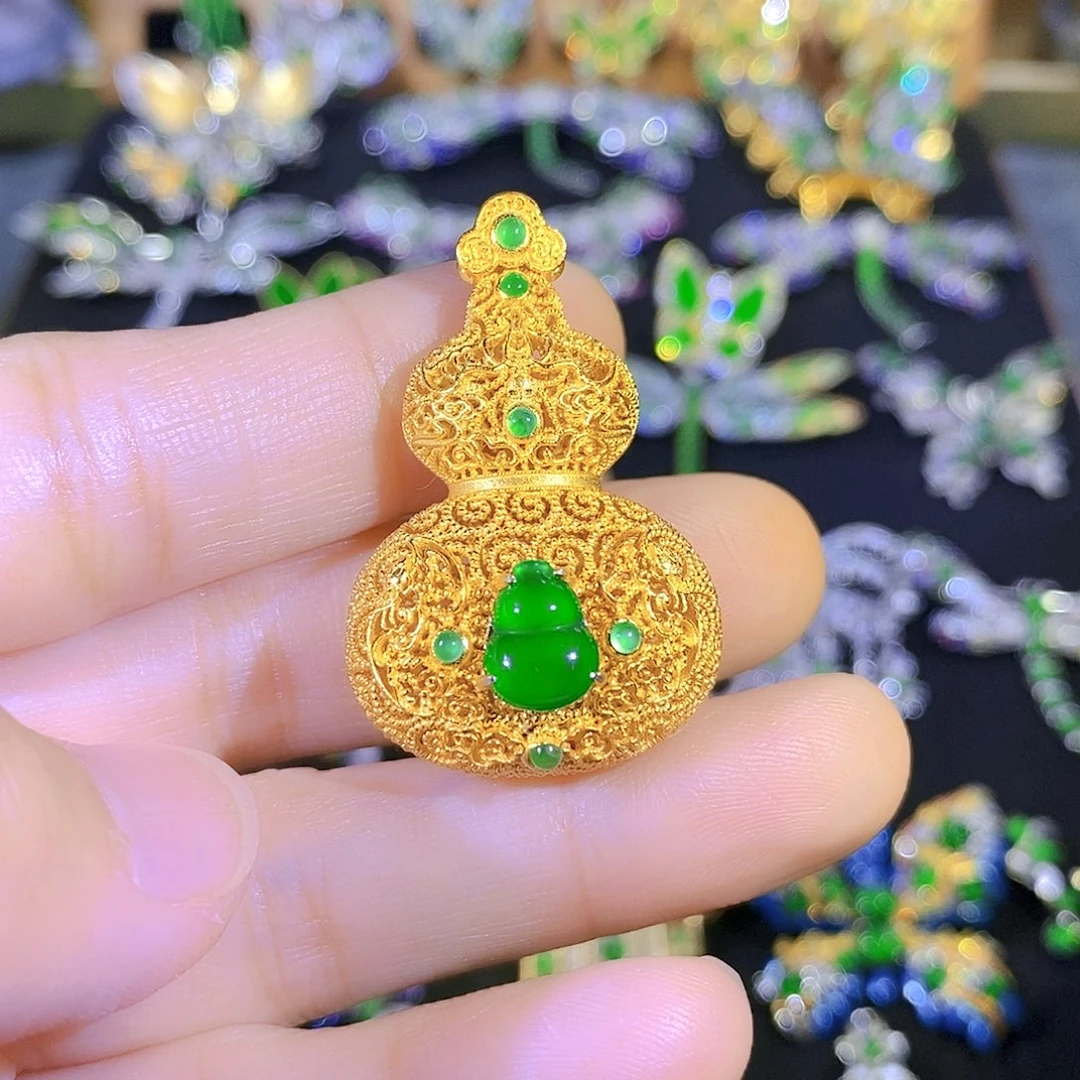 吊坠(不含链)银S925镶嵌翡翠