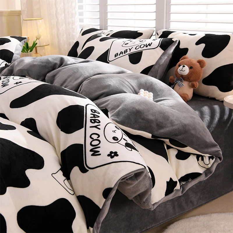 【活动价】防静电牛奶绒四件套加厚加密加绒套件防滑不跑被冬季保暖