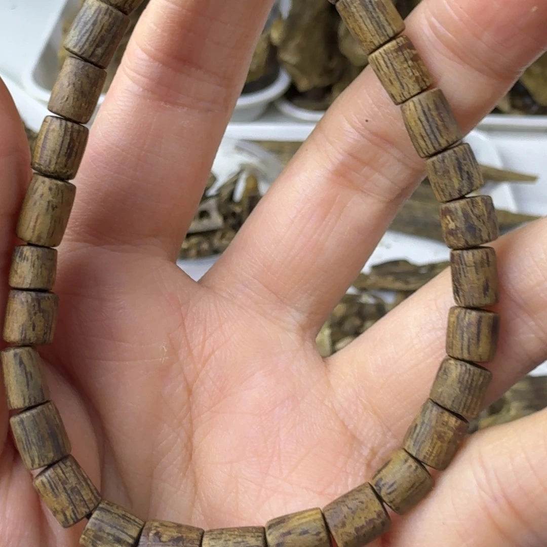 沉香沉香碎屑沉香碎屑05单圈筒珠