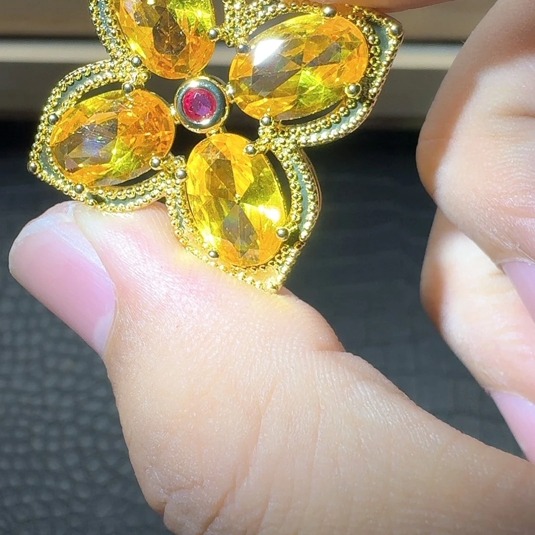 芙蓉石戒指银S925镶嵌