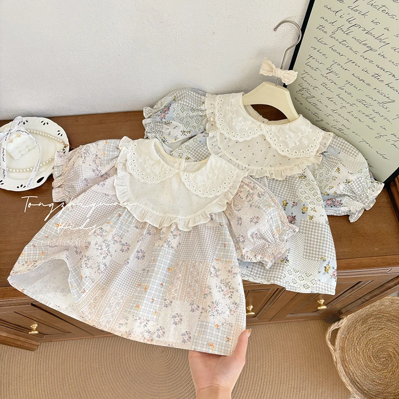 新款夏季女童衬衫女童时尚洋气短袖上衣衬衫女宝宝娃娃衫欧若风潮
