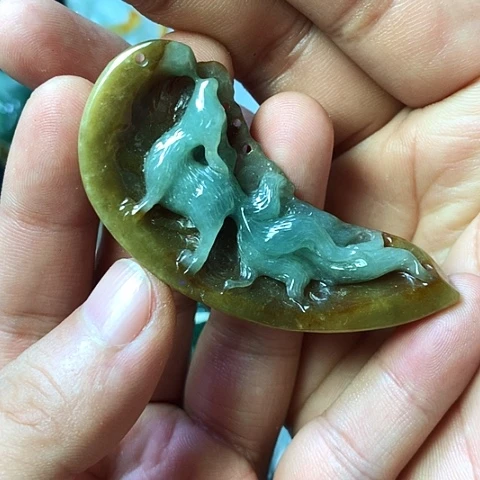 颈饰未镶嵌翡翠福豆豆珠宝翡翠颈饰
