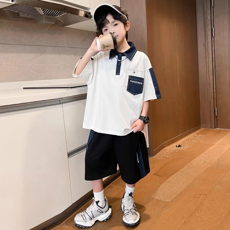 男童夏季POLO衫套装2025新款夏装短袖中大儿童男孩薄款痞帅炸街潮