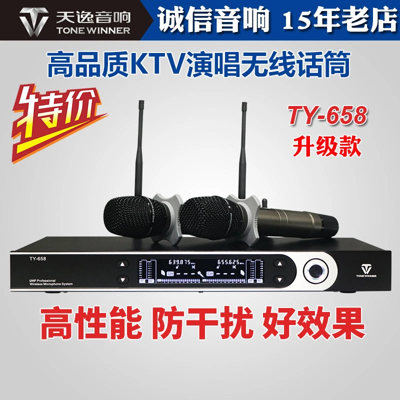 Winner/天逸 TY-658升级版家用U段KTV麦克风卡拉ok直播无线话筒