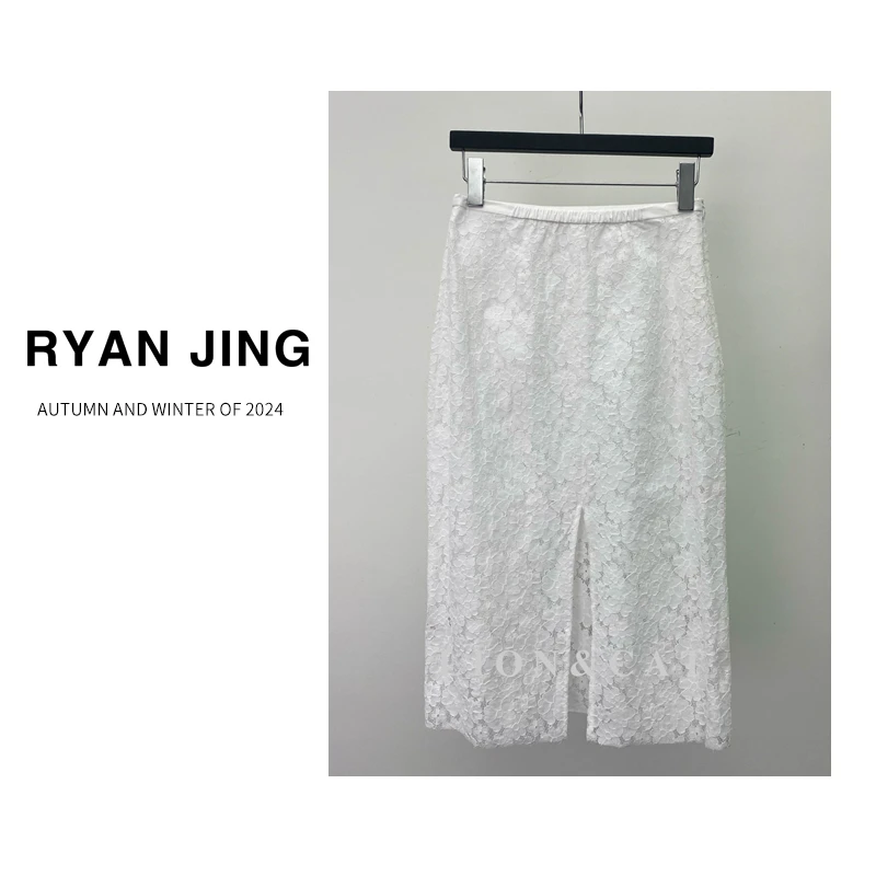 RJ/春日温柔/时尚镂空蕾丝半身裙叠穿裙子#409476