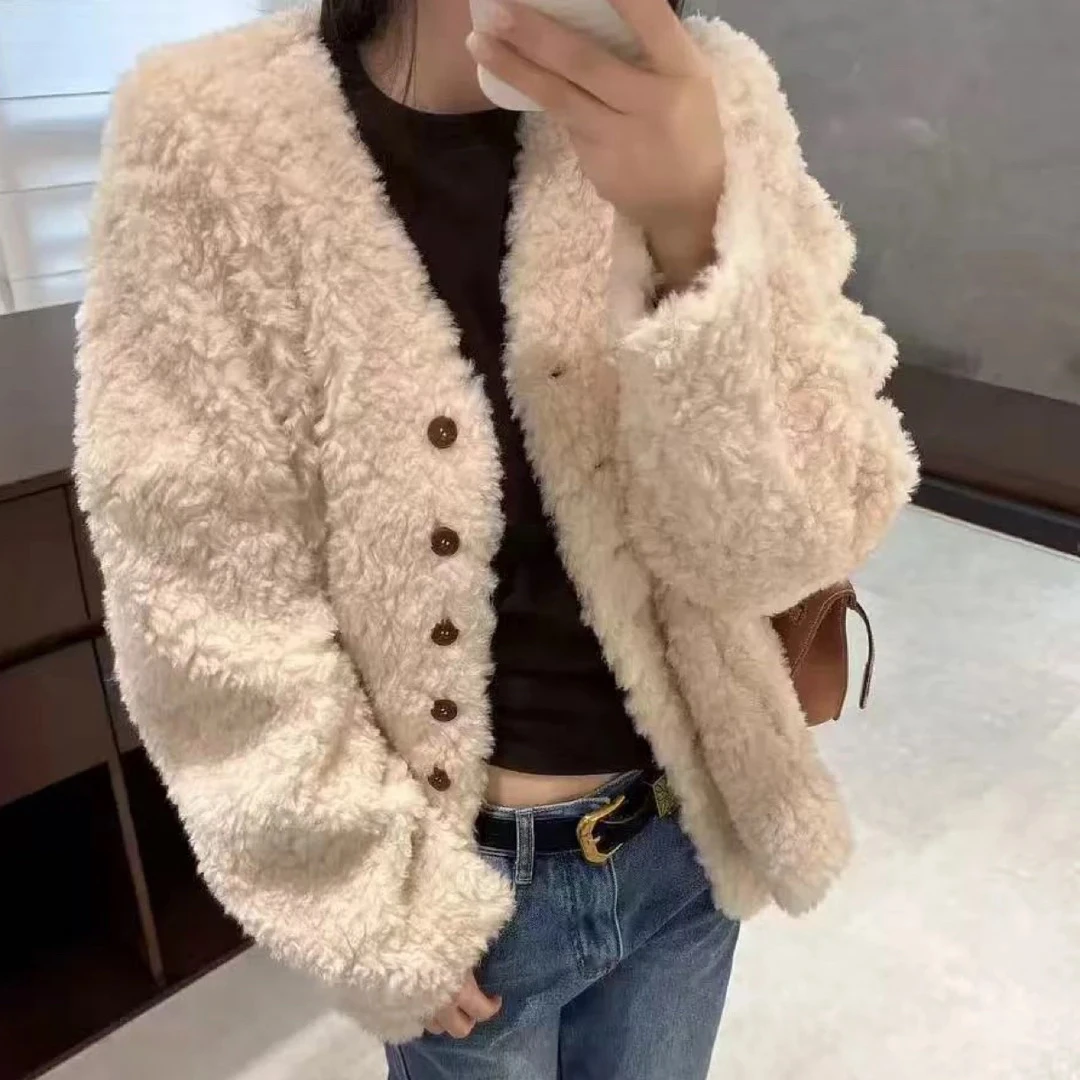 桃子自制 10020 百搭加厚毛毛外套
