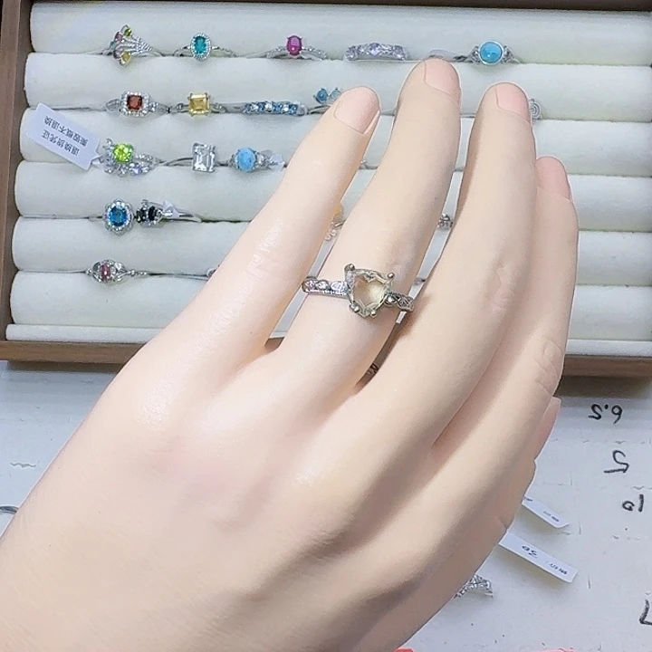 绿水晶戒指银S925镶嵌