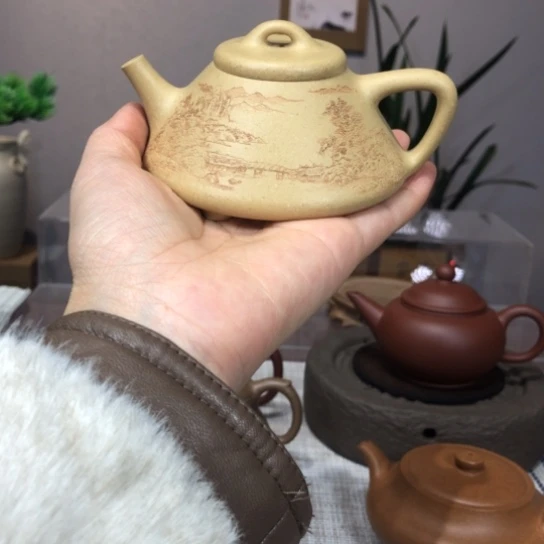紫砂茶壶全手工子冶160cc梨皮绿
