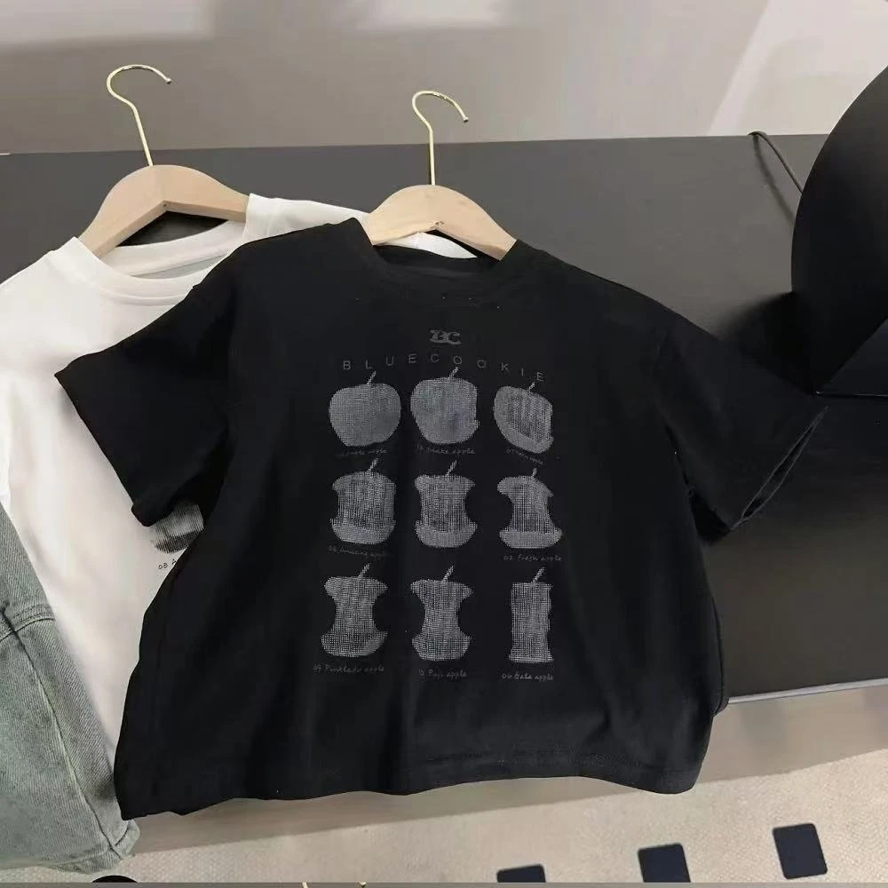 502209 男童T恤2025新款短袖印花字母上衣夏季中大童休闲韩版半袖