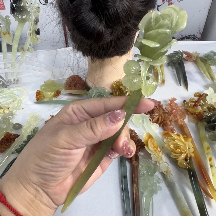 定制蛇纹石玉毛货发饰