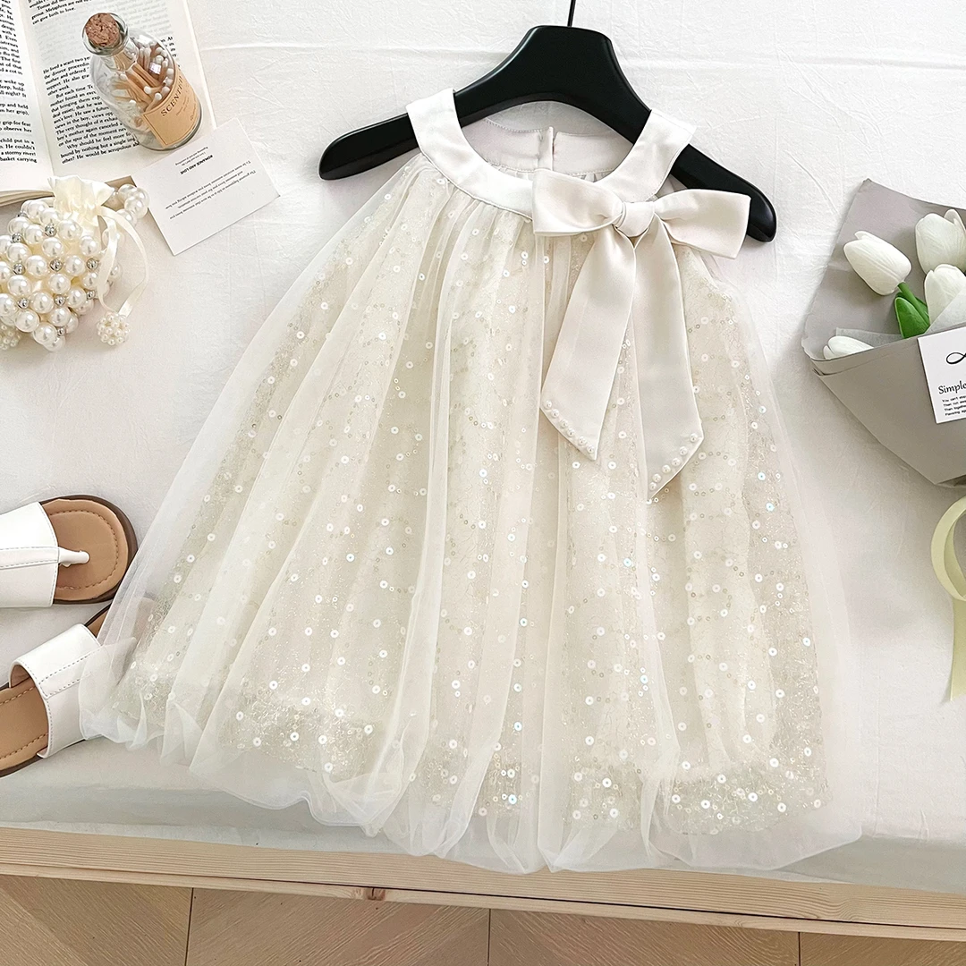 女童夏季纯色夏装公主裙女连衣裙百搭裙子宝宝少女风长款C17125