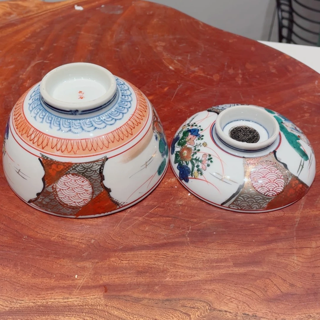 瓷片九谷老盖碗磨损