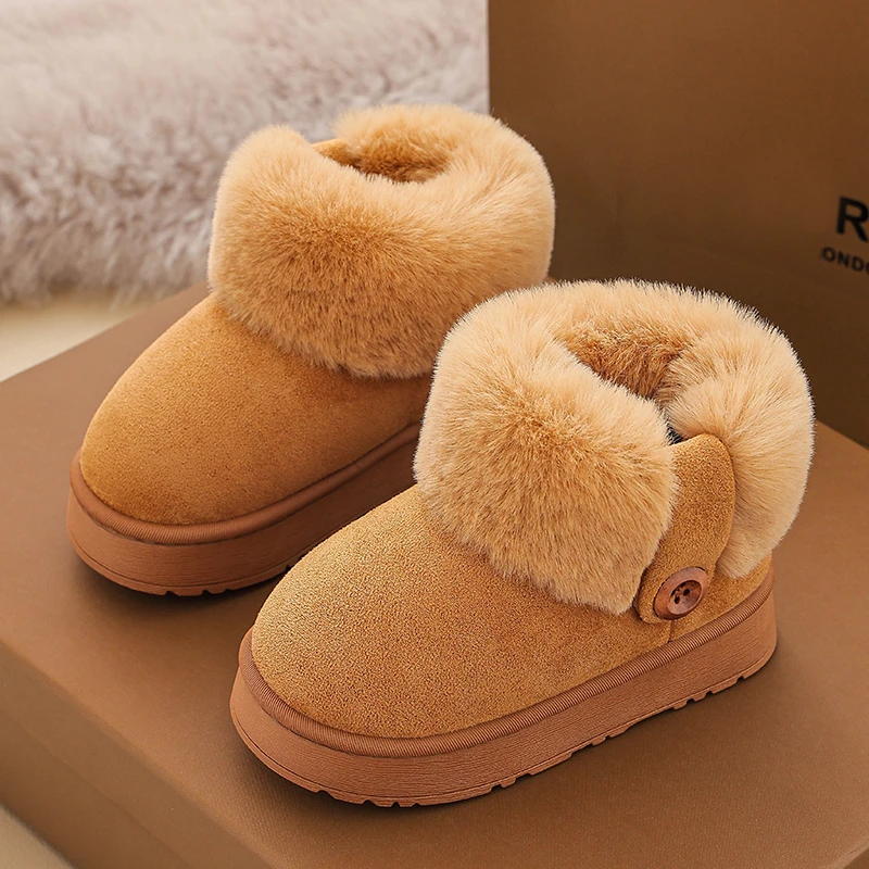 儿童棉鞋秋冬包跟女童保暖加绒外穿室内雪地靴中大童男孩亲子棉拖