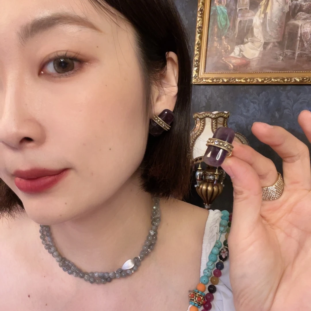 黄铜琉璃925银默认微瑕 耳饰