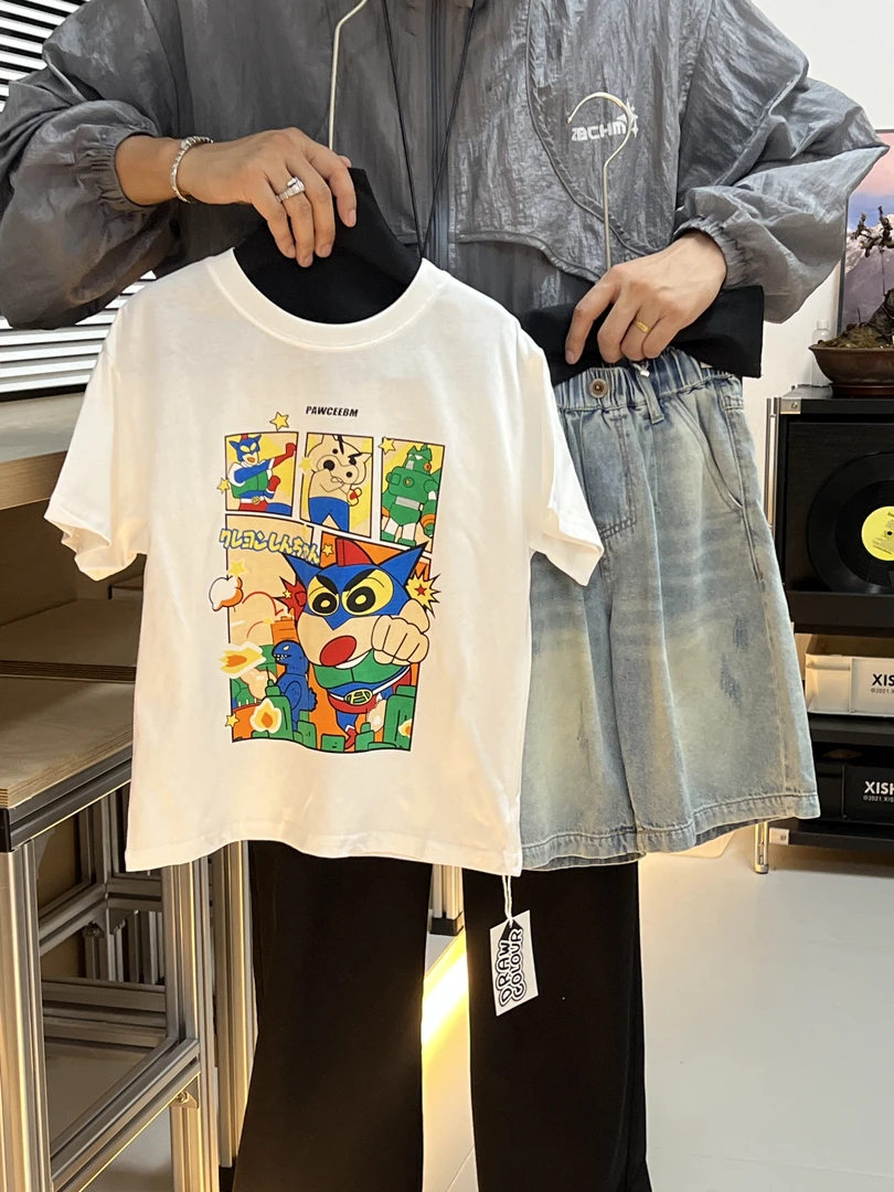 NanMeng自制-2025ss【是蜡笔小星】男女童夏季时尚宽松百搭短袖