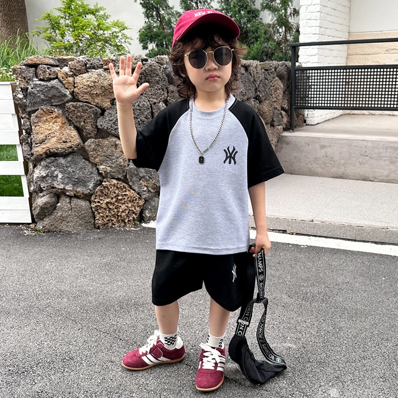 男童夏装运动套装2025新款小男孩洋气宽松衣服韩系夏季时髦儿童装