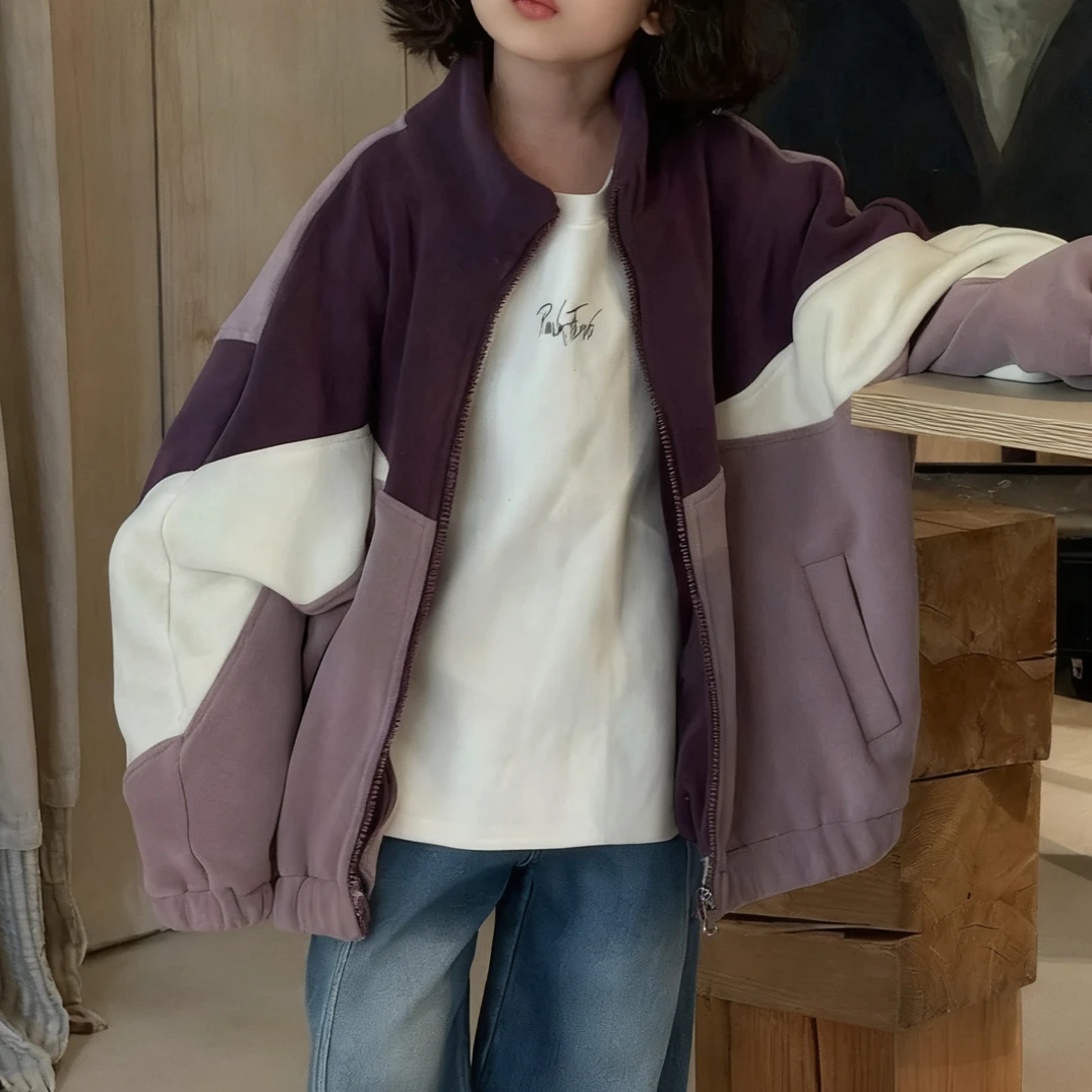 23366冬季中童拼接外套TD